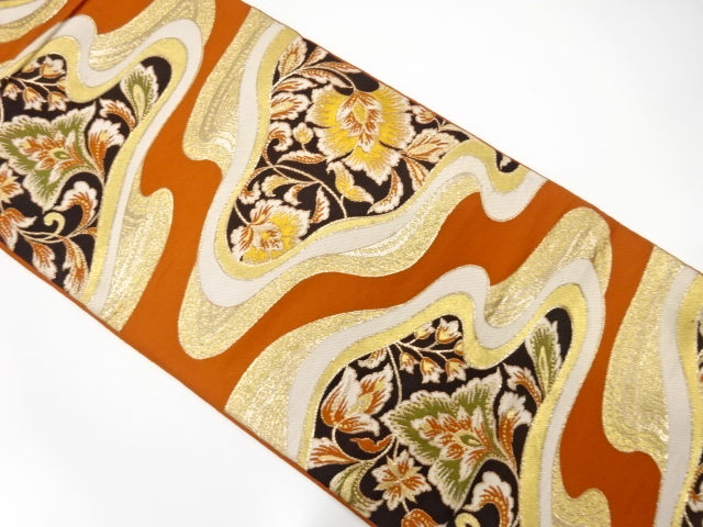 JAPANESE KIMONO / ANTIQUE FUKURO OBI / SILK / WOVEN MIST